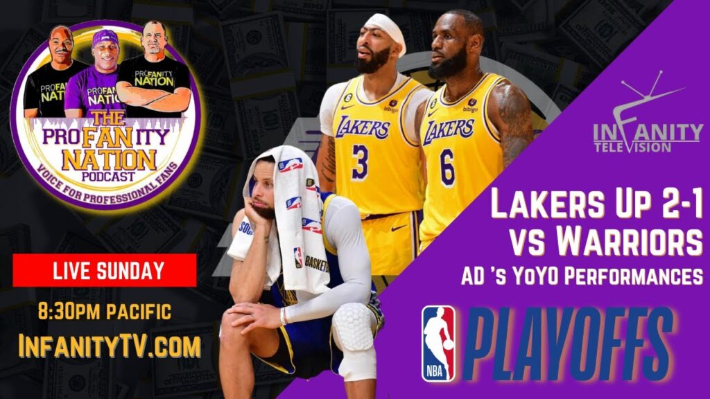 Lakers players LeBron James and Anthony Davis in a playoff game.