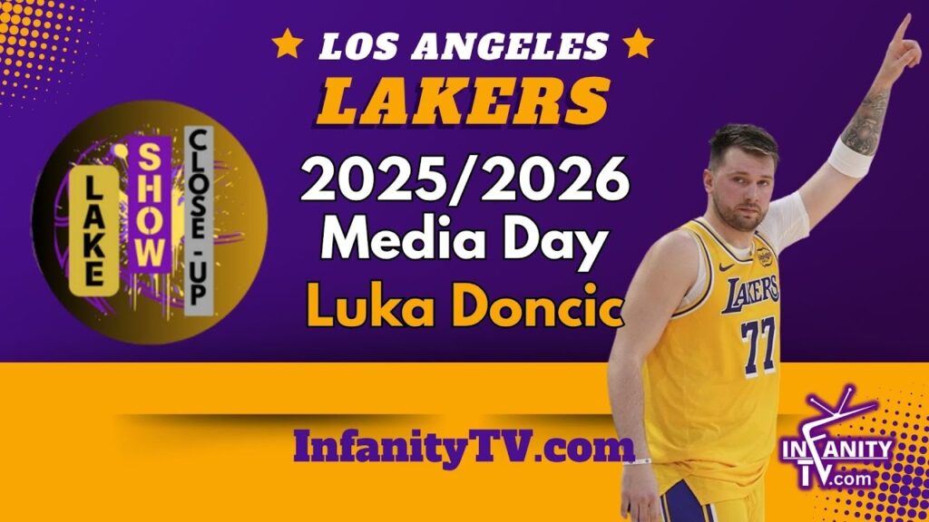 Luka Doncic featured for LA Lakers 2025/2026 Media Day announcement.