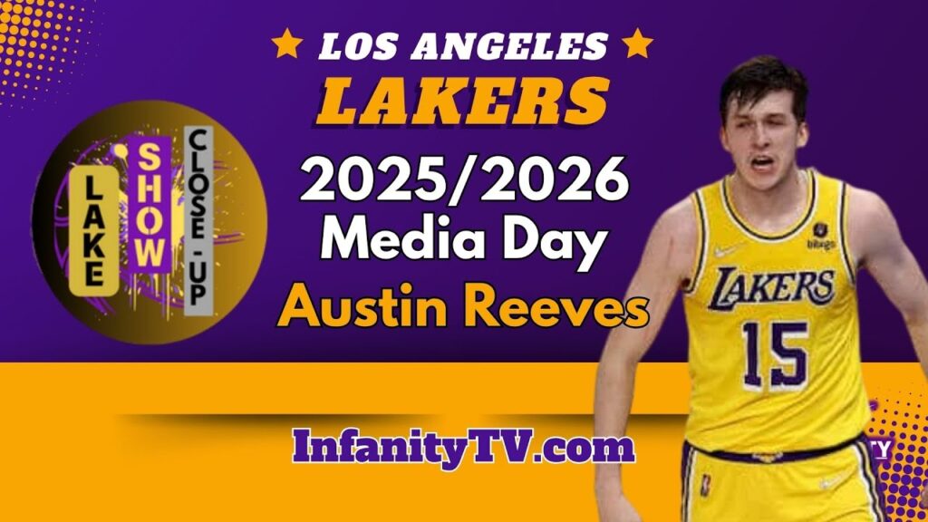 Austin Reeves featured for Lakers 2025/2026 Media Day announcement.