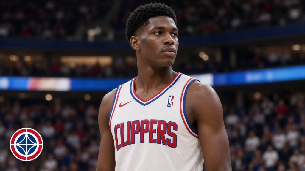 Photoreal LA Clippers featured image with team logo, Jordan Miller shoulder / Mānoa camp story