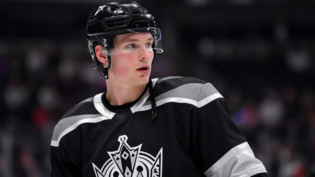 Empire Classic Recap: Kings Fall 4–2 to Vegas as Bubble Forwards Force a Tie — Utah Next at Crypto.com LA Kings player in jersey with crown logo