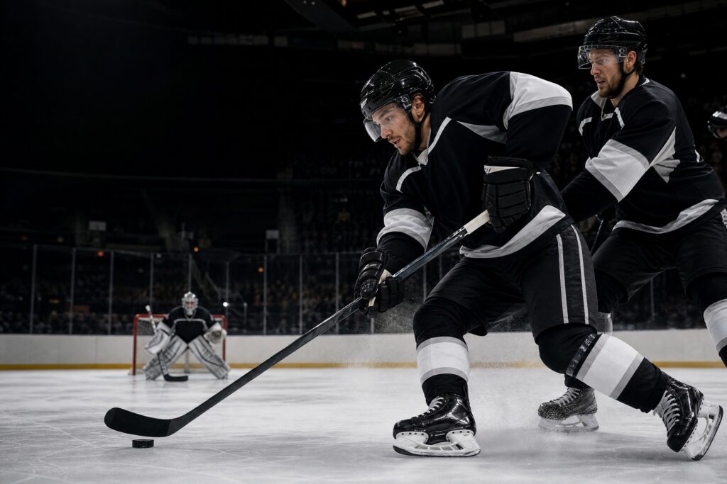Can the LA Kings Turn Last Spring’s Pain Into a 60th-Season Statement? Four Preseason Previews and the Post-Game Review That Matters LA Kings players in black and silver jerseys competing in an intense preseason hockey game.