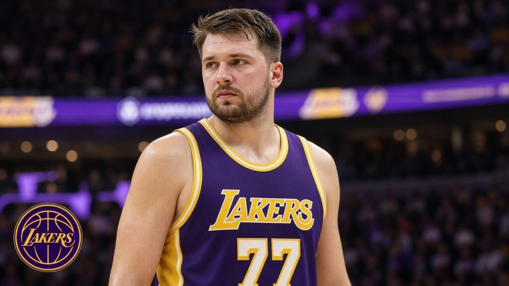 Three Days to Media Day: Pelinka and Redick Open the Luka Era on Connectivity Luka Doncic Lakers featured — purple/gold branding, Lakers logo, arena lighting, connectivity era vibe