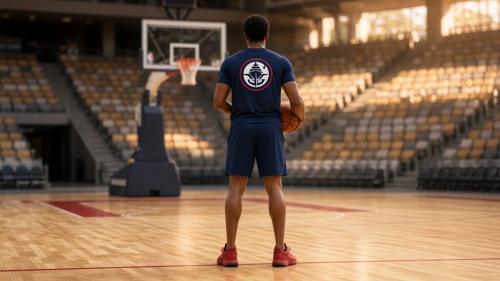 Clippers vs Warriors Preseason Preview: Honolulu Opener, Injuries, Kerr’s Starters and What Lue Wants to See A player in a navy Clippers warm-up shirt with the team badge on the back stands at the free-throw line holding a basketball before the Clippers vs Warriors preseason opener